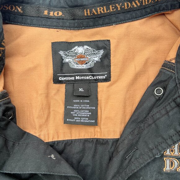 Harley-Davidson 110th Anniversary Dealer Shirt XL Black Orange 1903-2013 Short S - Picture 4 of 10